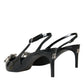 Black Patent Leather Crystal Slingback Shoes