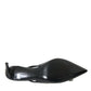 Black Patent Leather Crystal Slingback Shoes