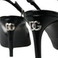 Black Patent Leather Crystal Slingback Shoes