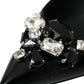 Black Patent Leather Crystal Slingback Shoes