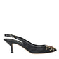 Black Mesh Embellished Heel Slingbacks Shoes