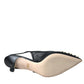 Black Mesh Embellished Heel Slingbacks Shoes