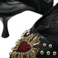 Black Mesh Embellished Heel Slingbacks Shoes