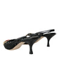 Black Mesh Embellished Heel Slingbacks Shoes