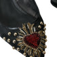 Black Mesh Embellished Heel Slingbacks Shoes