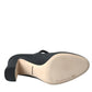 Black Leather Mary Jane Pumps Heels Shoes