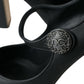 Black Leather Mary Jane Pumps Heels Shoes