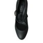 Black Leather Mary Jane Pumps Heels Shoes