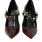 Bordeaux Leather Crystal Pumps Shoes