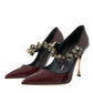 Bordeaux Leather Crystal Pumps Shoes