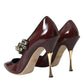Bordeaux Leather Crystal Pumps Shoes
