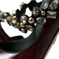 Bordeaux Leather Crystal Pumps Shoes