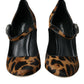 Brown Leopard Calf Hair Mary Jane Pumps Shoes