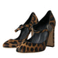 Brown Leopard Calf Hair Mary Jane Pumps Shoes