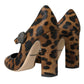 Brown Leopard Calf Hair Mary Jane Pumps Shoes