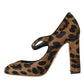 Brown Leopard Calf Hair Mary Jane Pumps Shoes