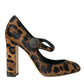 Brown Leopard Calf Hair Mary Jane Pumps Shoes