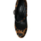 Brown Leopard Calf Hair Mary Jane Pumps Shoes