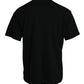 Black Cotton Logo Print Crew Neck Short Sleeves T-shirt
