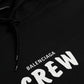 Black Cotton CREW Hooded Pullover Sweatshirt Sweater