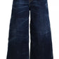 Blue Cotton High Waist Wide Leg Denim Jinny Jeans