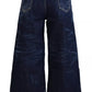 Blue Cotton High Waist Wide Leg Denim Jinny Jeans