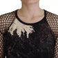 Black Tie Dye Mesh Long Sleeves Cotton Shift Dress