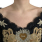 Black Floral Lace Cotton Sheath Midi Dress