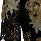 Black Floral Lace Cotton Sheath Midi Dress