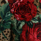 Brown Leopard Red Roses Cotton A-line Dress