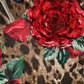 Brown Leopard Red Roses Cotton A-line Dress