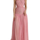 Pink Silk Strapless Maxi A-line Gown Dress