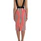 Red White Floral Sleeveless Sheath Midi Dress