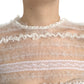 White Nylon Sheer Tiered Lace Maxi Dress