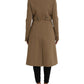 Brown Button Down Long Trench Coat Jacket