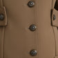 Brown Button Down Long Trench Coat Jacket