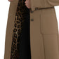 Brown Button Down Long Trench Coat Jacket