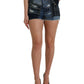 Blue Patchwork Cotton Denim Hot Pants Short