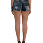 Blue Patchwork Cotton Denim Hot Pants Short