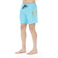 Light Blue Polyester Men Swim Trunk