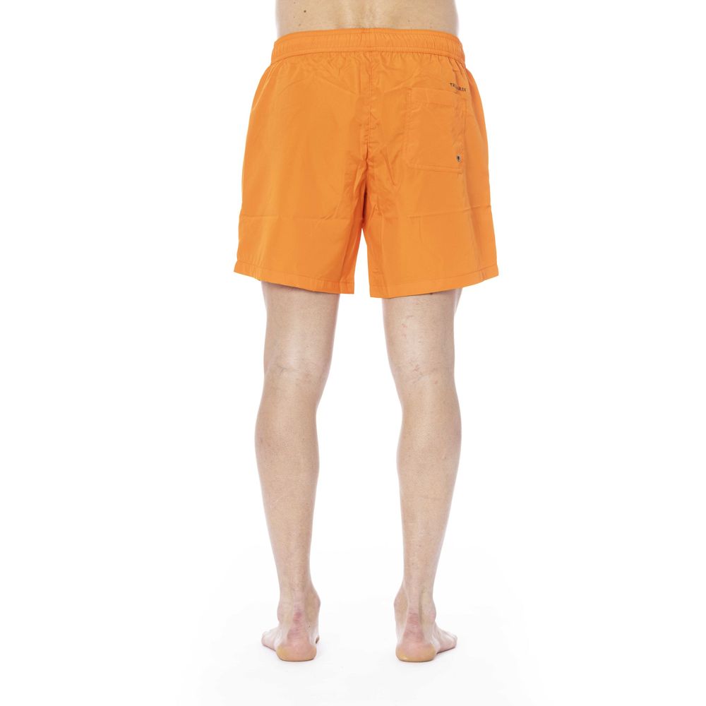 Orange Polyester Men Swim Trunk