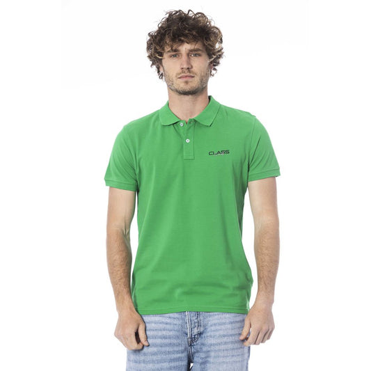 Green Cotton Men Polo Shirt