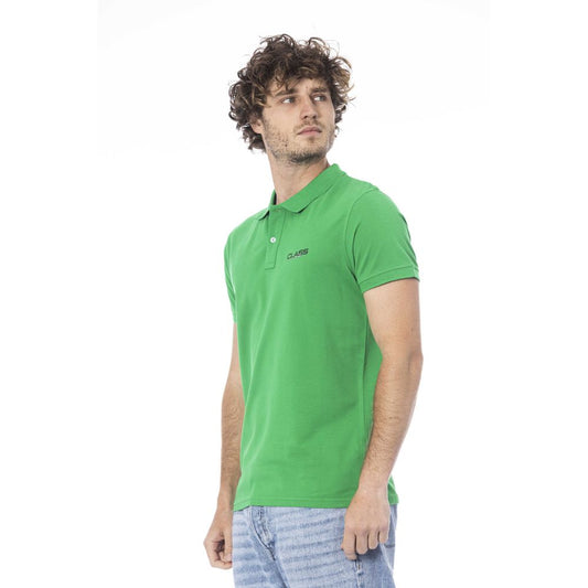 Green Cotton Men Polo Shirt