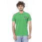 Green Cotton Men Polo Shirt
