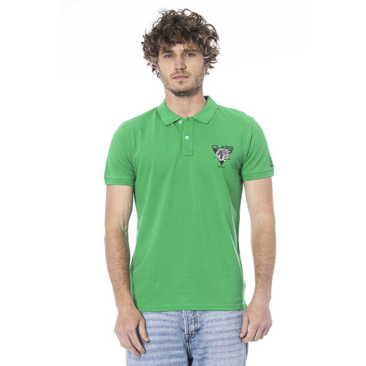 Green Cotton Men Polo Shirt