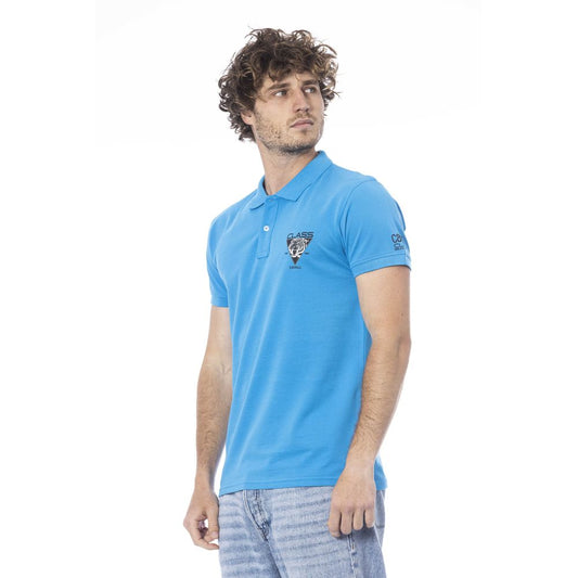 Light Blue Cotton Men Polo