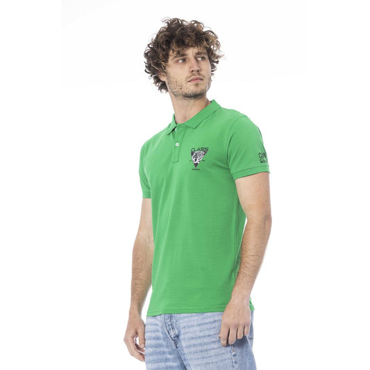 Green Cotton Men Polo Shirt
