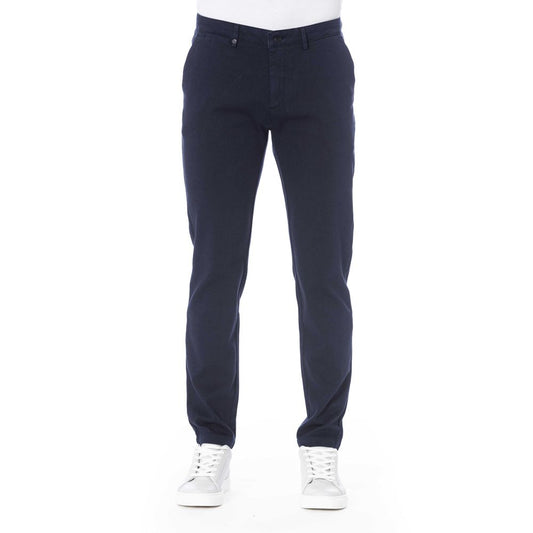 Blue Cotton Men Pant