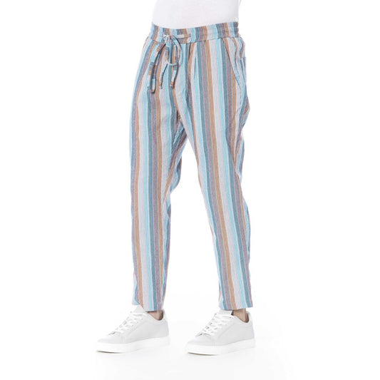 Light Blue Polyester Men Trouser