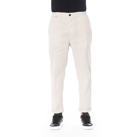 Beige Linen Men Pants